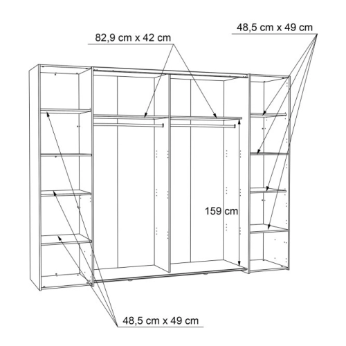 Szafa ubraniowa 270 cm Przesuwna Kolor Dąb Sonoma/Biały